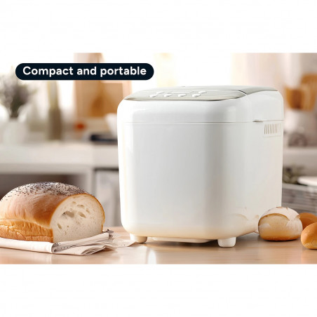 La mâna a doua: Masina de facut paine Crown CBM-6511, 600W, 1L, 19 programe, Timer, Afisaj LCD, Memorie, Alb