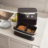 La mâna a doua: Friteuza dubla cu aer cald Ninja AF500EU, 10.4 L, 7 programe, Timer, Zone independente, Negru/Inox