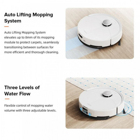 La mâna a doua: Aspirator robot Roborock Q10 PF, 10.000 Pa, 150 min, 0,35 L, Wi-Fi, Uscat/umed, Ridicare automata a mopului, LiDAR 360°, Cartografiere 3D, Control vocal, Alb