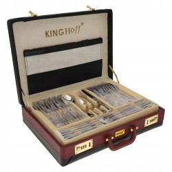 La mâna a doua: Set tacamuri Kinghoff KH 3504, 72 piese, 12 persoane, Cufar, Otel inoxidabil, Argintiu