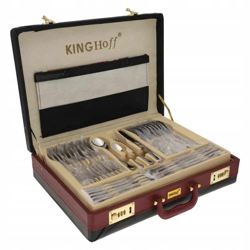 La mâna a doua: Set tacamuri Kinghoff KH 3504, 72 piese, 12 persoane, Cufar, Otel inoxidabil, Argintiu