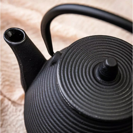 La mâna a doua: Ceainic din fonta cu 2 cani Kinghoff KH 1846, 1 L, Filtru, Inductie, Negru