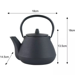La mâna a doua: Ceainic din fonta cu 2 cani Kinghoff KH 1846, 1 L, Filtru, Inductie, Negru