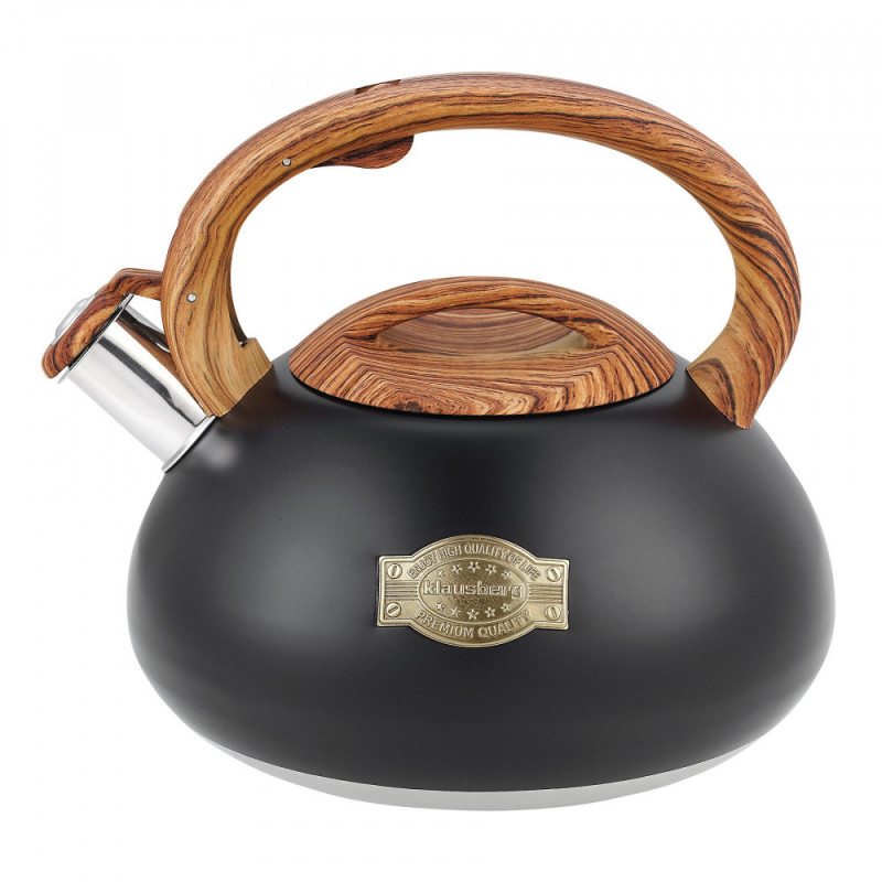 La mâna a doua: Ceainic cu fluier Klausberg KB 7565, 3 L, Baza groasa, Inductie, Negru/Maro