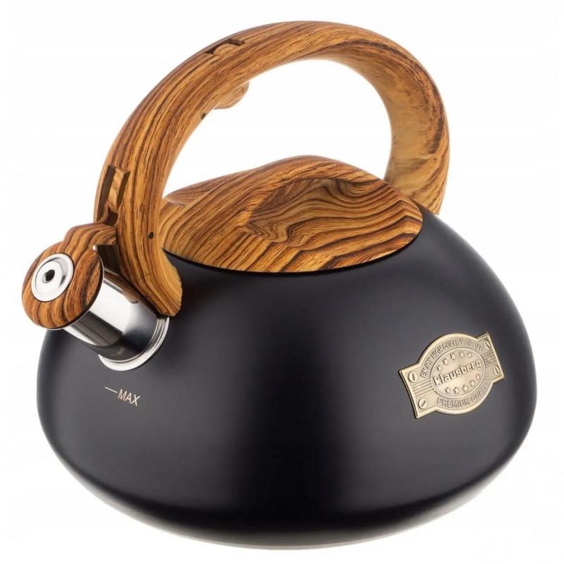 La mâna a doua: Ceainic cu fluier Klausberg KB 7565, 3 L, Baza groasa, Inductie, Negru/Maro