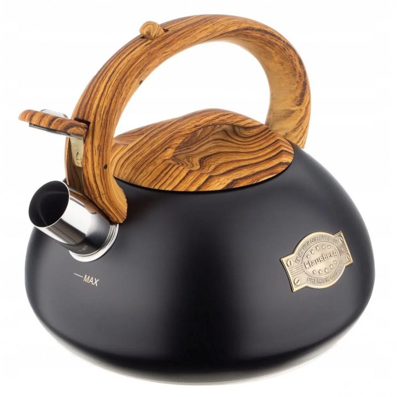 La mâna a doua: Ceainic cu fluier Klausberg KB 7565, 3 L, Baza groasa, Inductie, Negru/Maro