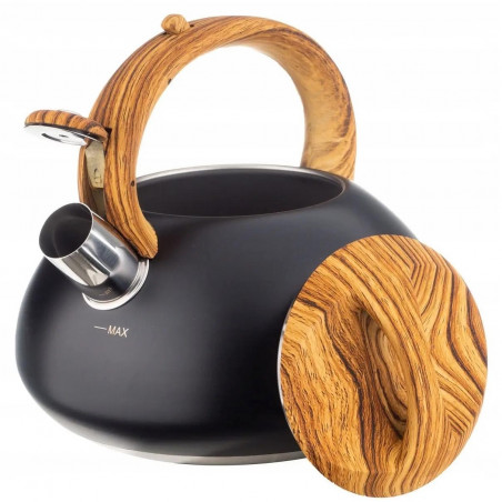 La mâna a doua: Ceainic cu fluier Klausberg KB 7565, 3 L, Baza groasa, Inductie, Negru/Maro