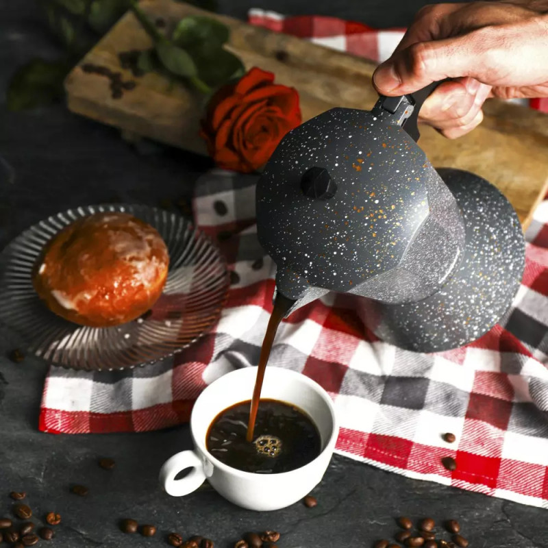 La mâna a doua: Cafetiera moka Klausberg KB 7547, 9 cesti, Inductie, Marmura gri