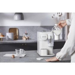 La mâna a doua: Espressor cu capsule DeLonghi EN510W, 1450W, 19 bar, 1 l, Nespresso, Auto shut-off, Alb