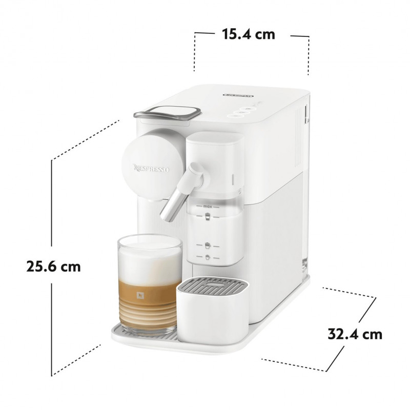 La mâna a doua: Espressor cu capsule DeLonghi EN510W, 1450W, 19 bar, 1 l, Nespresso, Auto shut-off, Alb