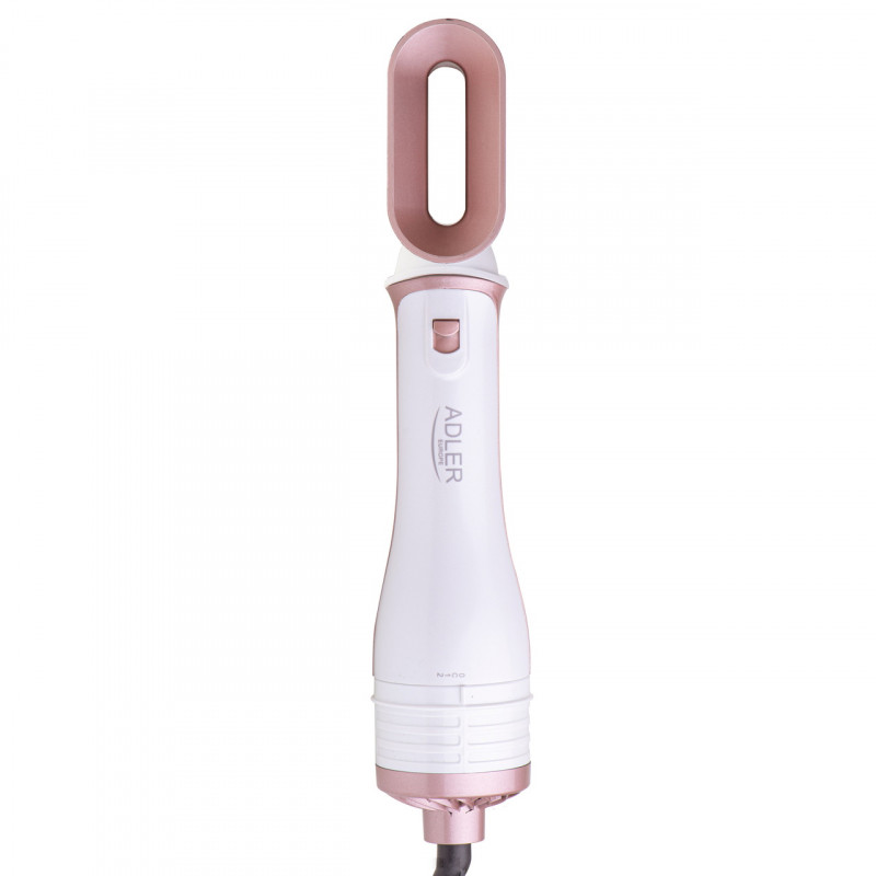 La mâna a doua: Perie de uscare si de coafare 5in1 Adler AD 2027, 1200 W, 2 temperaturi, Acoperire ceramica, Accesorii, Alb/Roz