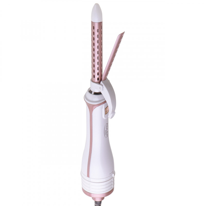 La mâna a doua: Perie de uscare si de coafare 5in1 Adler AD 2027, 1200 W, 2 temperaturi, Acoperire ceramica, Accesorii, Alb/Roz