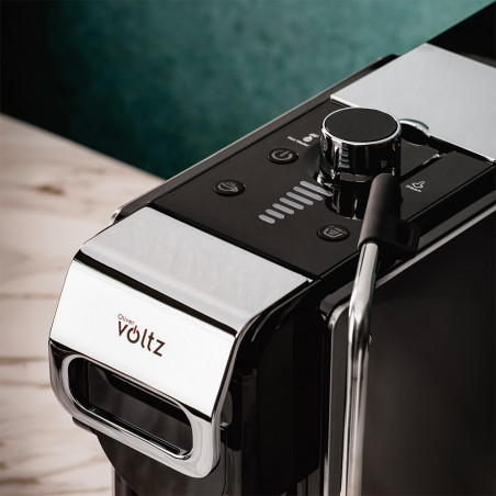 La mâna a doua: Espressor cafea macinata si capsule 8in1 Oliver Voltz OV51171N8M, 1450W, 1 L, 5 adaptoare, 19 bar, Negru/Argintiu