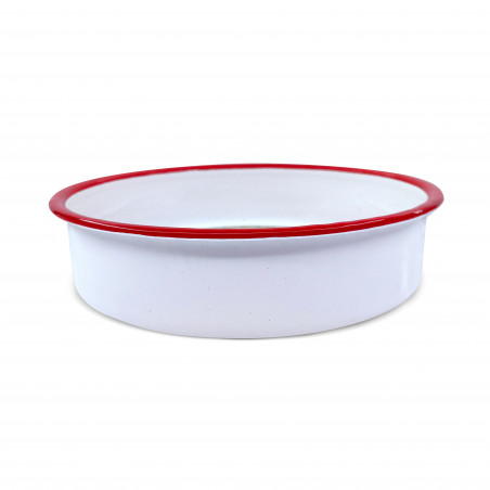 La mâna a doua: Tava de copt rotunda Oliver Voltz OV51222KR40, 40x6 cm, Otel emailat, Inductie, Alb/Rosu