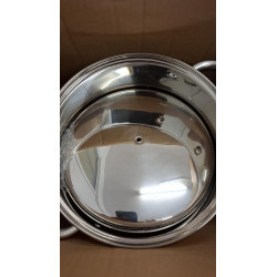 La mâna a doua: Oala adanca cu capac inox Rosberg R51211B22S, 22 cm, 7,2 l, Baza multistrat, Inductie, Otel inoxidabil