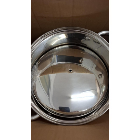 La mâna a doua: Oala adanca cu capac inox Rosberg R51211B22S, 22 cm, 7,2 l, Baza multistrat, Inductie, Otel inoxidabil