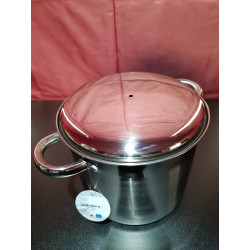 La mâna a doua: Oala adanca cu capac inox Rosberg R51211B22S, 22 cm, 7,2 l, Baza multistrat, Inductie, Otel inoxidabil