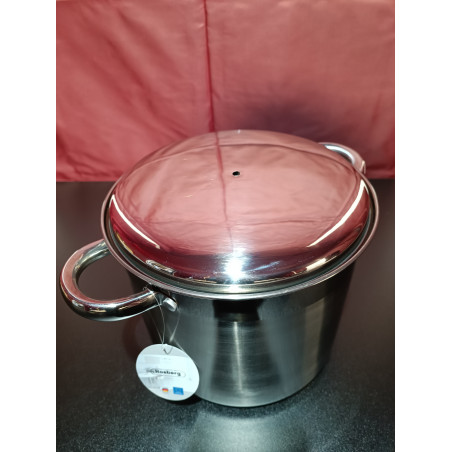 La mâna a doua: Oala adanca cu capac inox Rosberg R51211B22S, 22 cm, 7,2 l, Baza multistrat, Inductie, Otel inoxidabil
