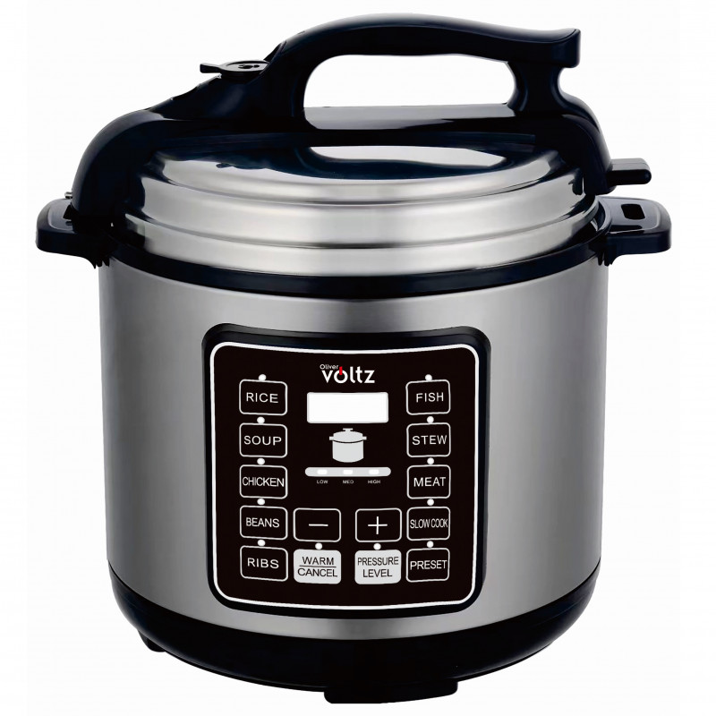 La mâna a doua: Multicooker cu presiune Oliver Voltz OV51985I6, 1000W, 9 programe, 6L, 70kPa, Timer 24h, Inox