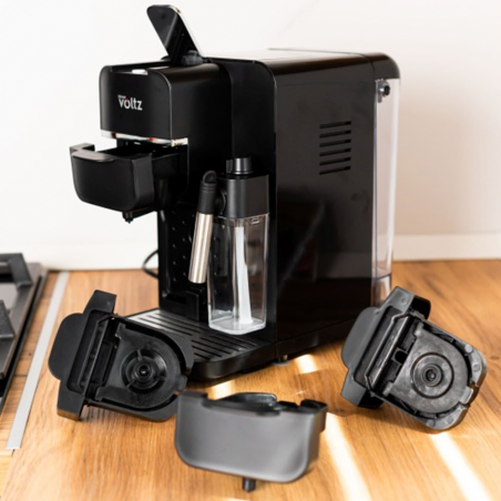 La mâna a doua: Espressor capsule si cafea macinata 8in1 Oliver Voltz OV51171I5, 1350W, 20 bar, Spumare lapte, Negru