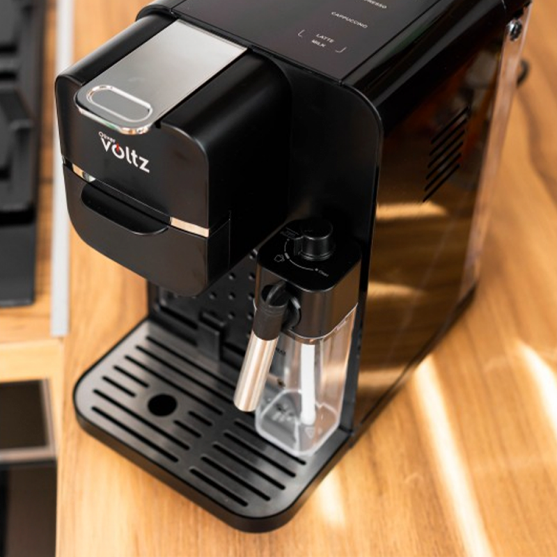 La mâna a doua: Espressor capsule si cafea macinata 8in1 Oliver Voltz OV51171I5, 1350W, 20 bar, Spumare lapte, Negru