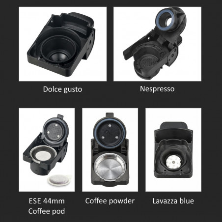 La mâna a doua: Espressor cafea macinata si capsule 8in1 Oliver Voltz OV51171M8R, 1450W, 19 bar, Alb/Auriu