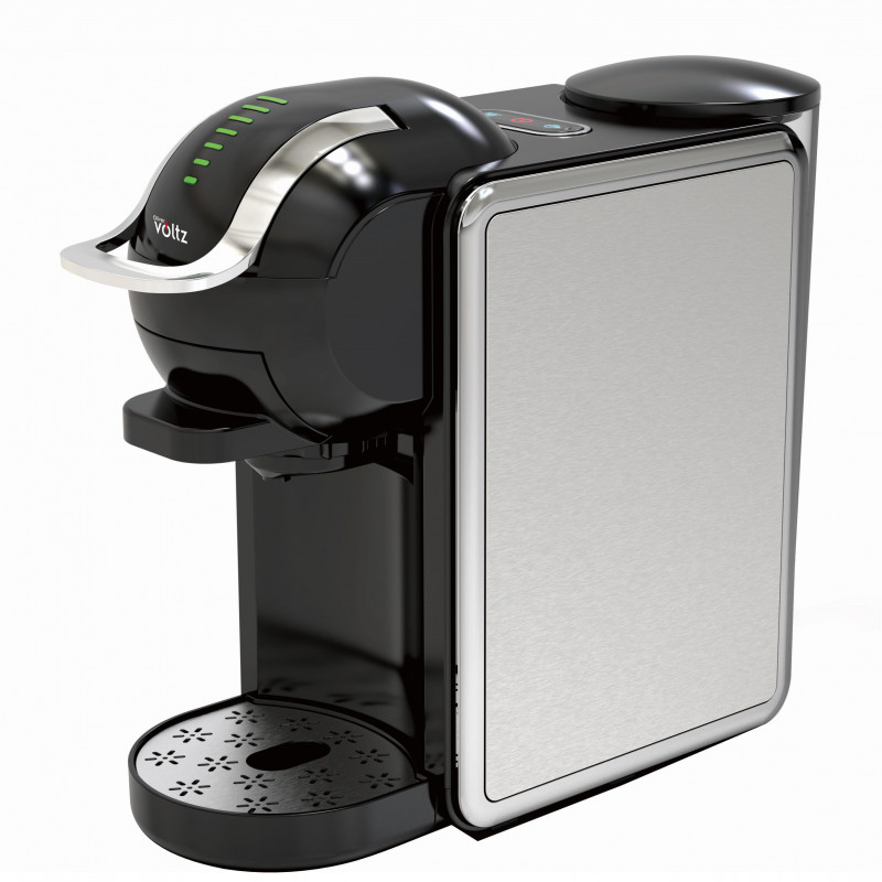 La mâna a doua: Espressor 8in1 Oliver Voltz OV51171K8R, 1450W, 0.8 L, 5 adaptoare, 19 bar, Cafea macinata si capsule, Negru/Argentiu