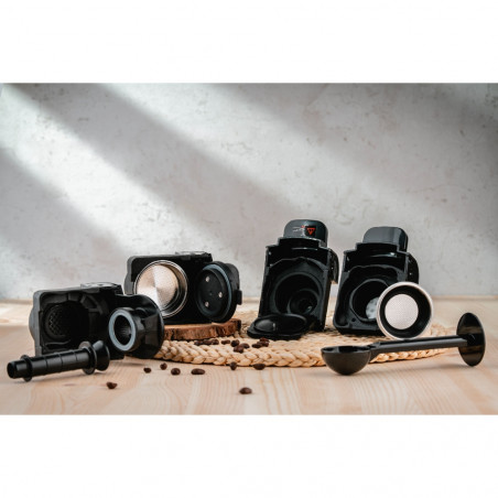 La mâna a doua: Espressor cafea macinata si capsule 8в1 Oliver Voltz OV51171B5, 1450W, 19 bar, Negru/Rosu