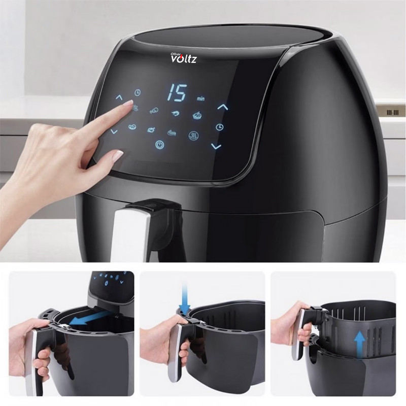 La mâna a doua: Friteuza cu aer cald Oliver Voltz OV51980F, 1800W, 7.7 L, 8 programe, Timer, Negru