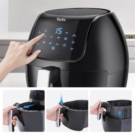 La mâna a doua: Friteuza cu aer cald Oliver Voltz OV51980F, 1800W, 7.7 L, 8 programe, Timer, Negru