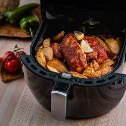La mâna a doua: Friteuza cu aer cald Oliver Voltz OV51980F, 1800W, 7.7 L, 8 programe, Timer, Negru
