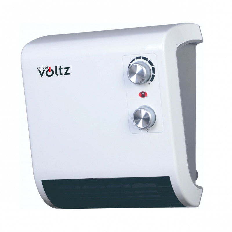 La mâna a doua: Aeroterma Oliver Voltz OV51970J, 2000W, 2 trepte, IPx2, Termostat, Alb