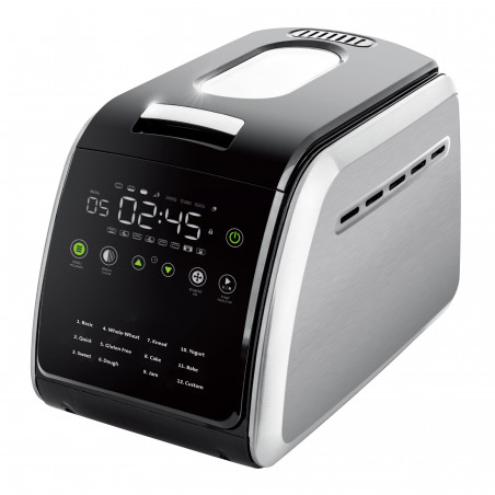 La mâna a doua: Masina de paine Oliver Voltz OV51446A, 850W, 1500 gr, 12 programe, Afisaj LCD, cronometru, Argintiu/Negru