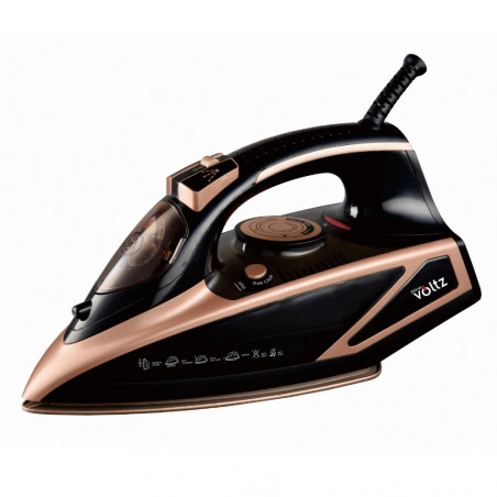 La mâna a doua: Fier de calcat Oliver Voltz OV51050I, 3000W, 420 ml, Ceramic, Oprire automata, Abur, Negru/auriu