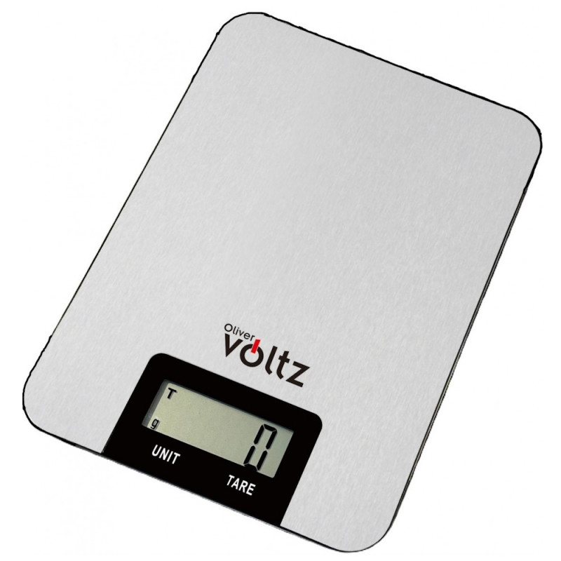 La mâna a doua: Cantar de bucatarie Oliver Voltz V51651I, 5 kg, TARA, 1 x CR2032, Display LCD, 53 x 20mm, Otel inoxidabil