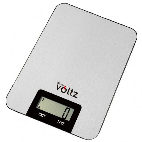 La mâna a doua: Cantar de bucatarie Oliver Voltz V51651I, 5 kg, TARA, 1 x CR2032, Display LCD, 53 x 20mm, Otel inoxidabil