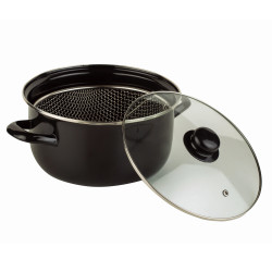 La mâna a doua: Oala cu cos de prajire Rosberg R51213J, 24 cm, 4.5L, Email, Inducție, Negru