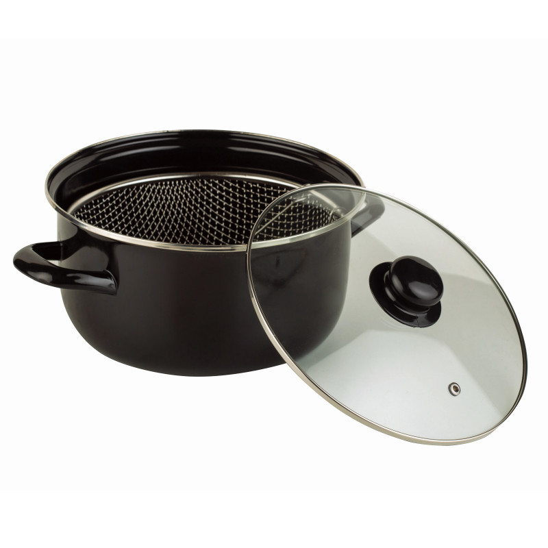 La mâna a doua: Oala cu cos de prajire Rosberg R51213J, 24 cm, 4.5L, Email, Inducție, Negru