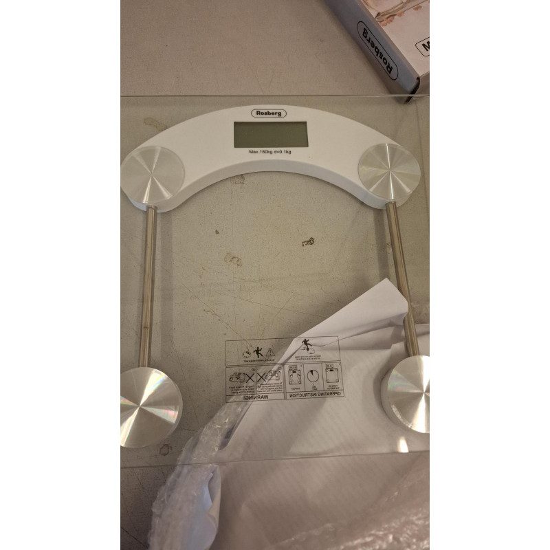 La mâna a doua: Cantar corporal digital Rosberg R51650D, 180kg, Pornire si oprire automata, Sticla Transparenta