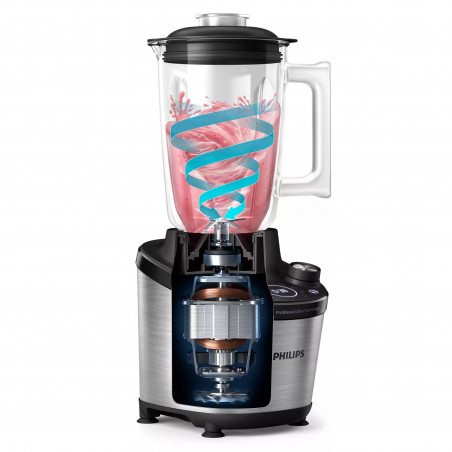 La mâna a doua: Blender Philips HR3760/00, 1500W, 2L, ProBlend Ultra, Viteza mare, Pulse, Aplicatie NutriU, Negru