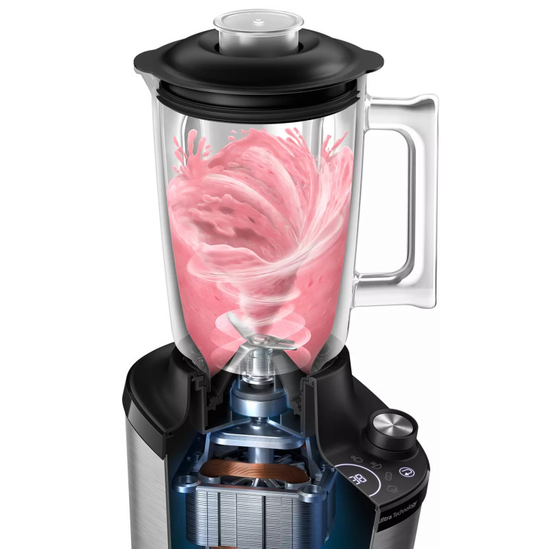 La mâna a doua: Blender Philips HR3760/00, 1500W, 2L, ProBlend Ultra, Viteza mare, Pulse, Aplicatie NutriU, Negru