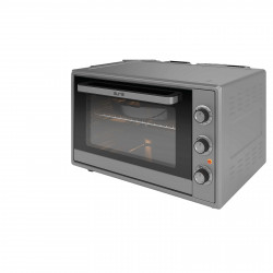 La mâna a doua: Cuptor electric Elite EMO-FL 65 2591, 2000 W, 65 litri, 3 moduri, Sticla dubla, Termostat, Temporizator, Ventilator turbo, Gri