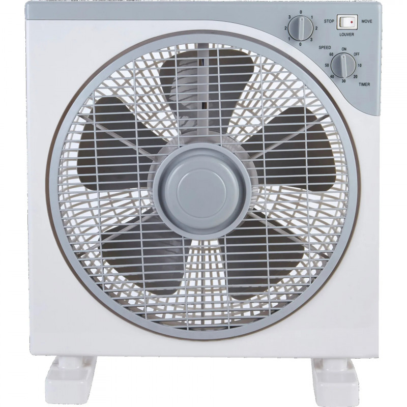 Ventilator de podea Lamarque LHFB-3344, 50 W, 30 cm, 3 viteze, lamele rotative la 360°, temporizator, mâner, alb/gri