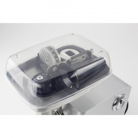 Masina de tocat electrica Caso FW 2000, 2000 W, 2 viteze, Reverse, Accesorii, Otel inoxidabil, Alb