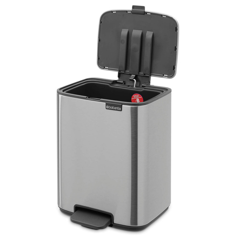 Coș de gunoi Brabantia Bo Pedal 1010142, 7 l, închidere lentă, bază cauciucată, rezistent la amprente, oțel inoxidabil