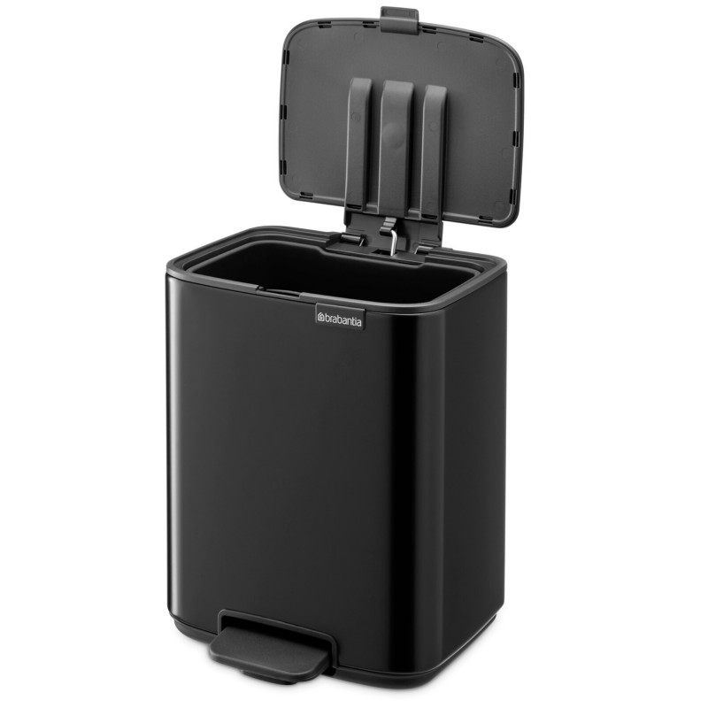 Coș de gunoi Brabantia Bo Pedal 1010137, 7 l, închidere lentă, bază cauciucată, negru mat