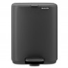Coș de gunoi Brabantia Bo Pedal 1010132, 7 l, închidere lentă, bază cauciucată, finisaj mineral, gri închis