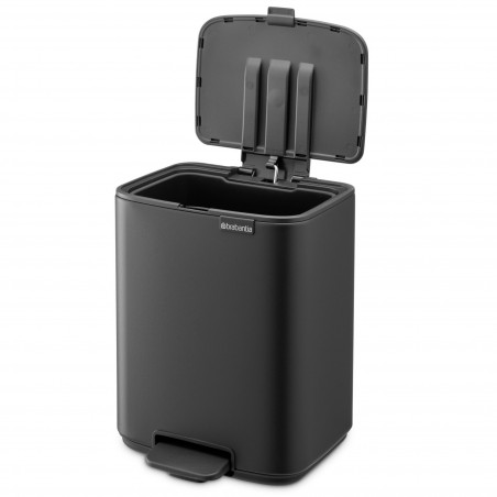 Coș de gunoi Brabantia Bo Pedal 1010132, 7 l, închidere lentă, bază cauciucată, finisaj mineral, gri închis