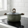 Set de oale si tigaie Swiss Haus SH-ZL3018G, 18 piese, Acoperire ceramica Sapphire, Fara PFAS, Inductie, Verde
