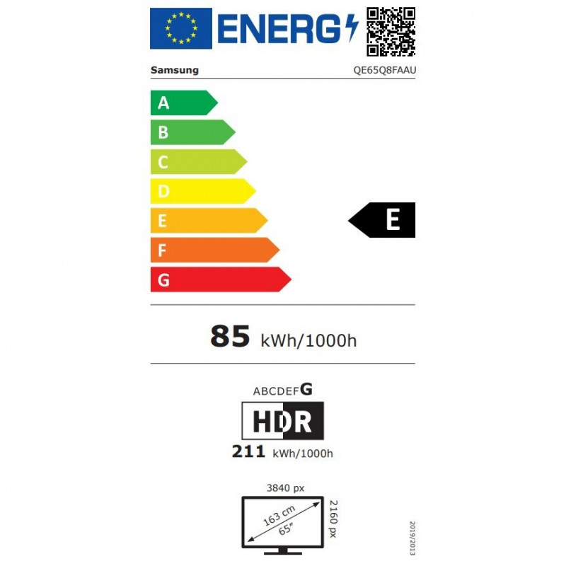 Televizor Samsung QE65Q8FAAUXXH, 65″ (163 cm), 3840×2160 UHD 4K, QLED, clasa de eficiență energetică E, Smart TV, HDR10+, Samsung Vision AI, eARC, negru